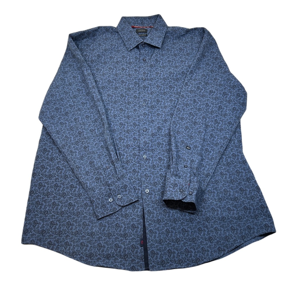 Buffalo David Bitton Performance Shirt Men XL 17-17.5 34/35 Blue Paisley Stretch